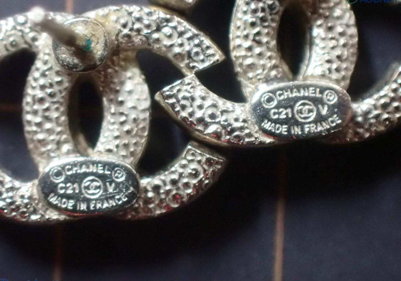 Chanel 2021 Crystal CC Logo Stud Earrings – Gold Tone