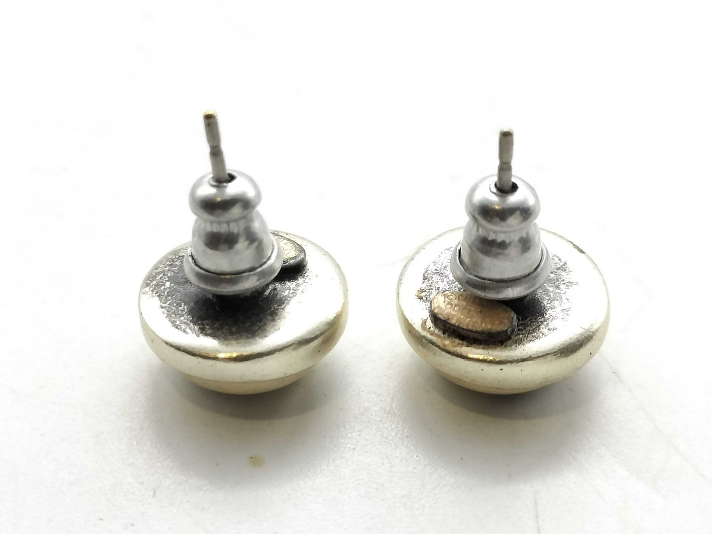 Chanel 2000 Cream White CC Sweet Bean Stud Earrings