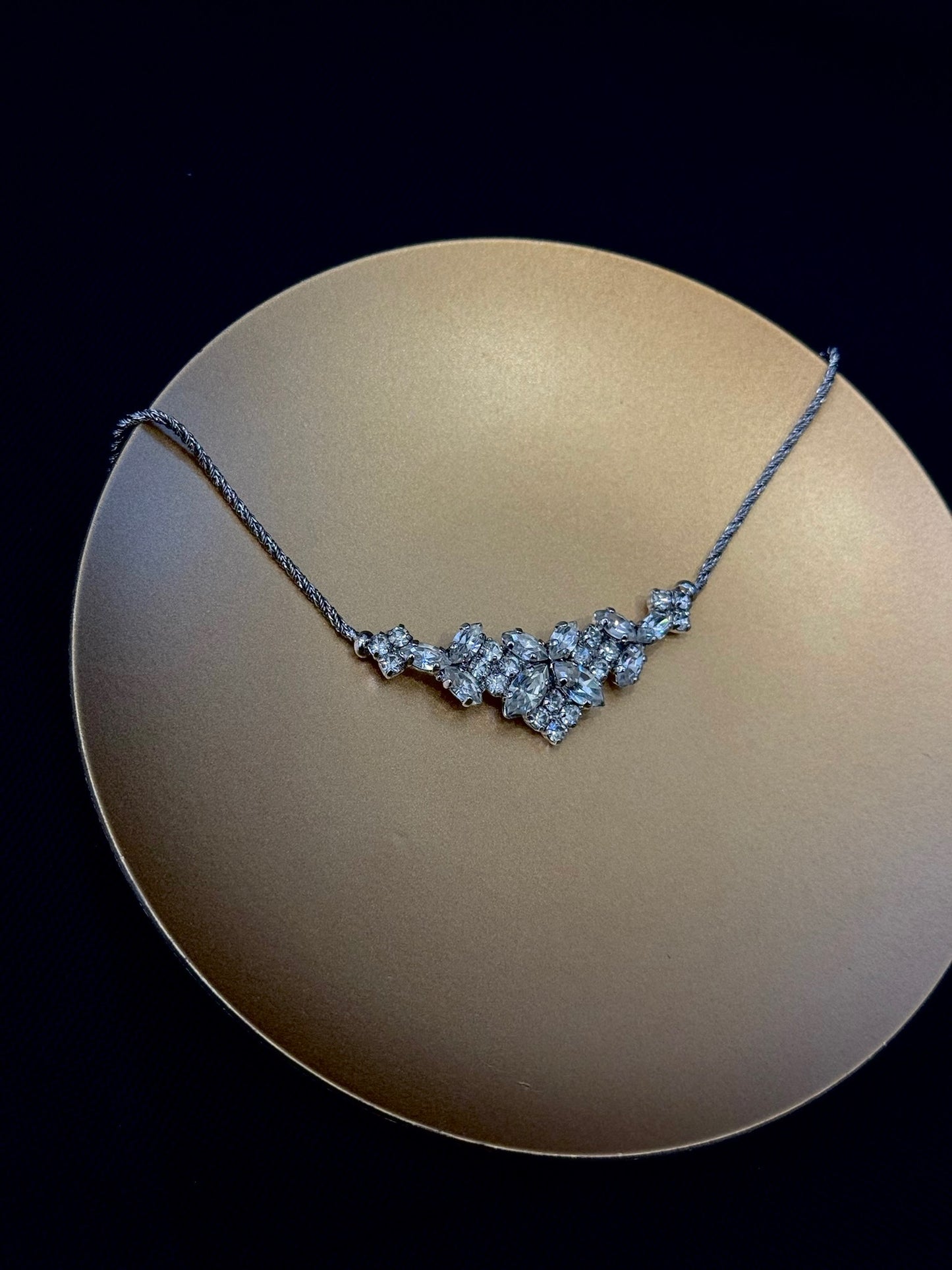 Vintage Dior Silver Rhinestone Choker Necklace