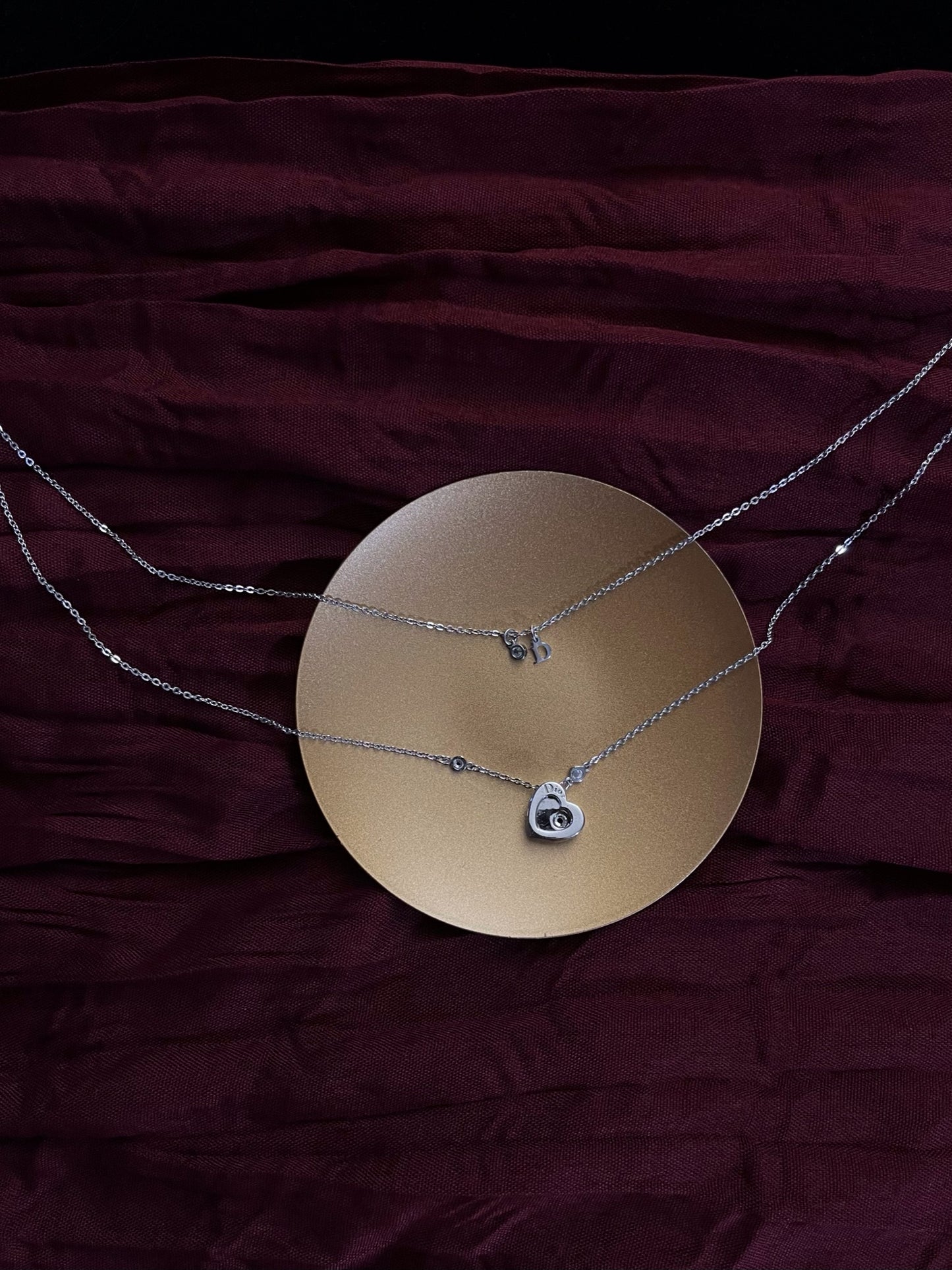 Vintage Dior Double-Layer Open Heart Necklace