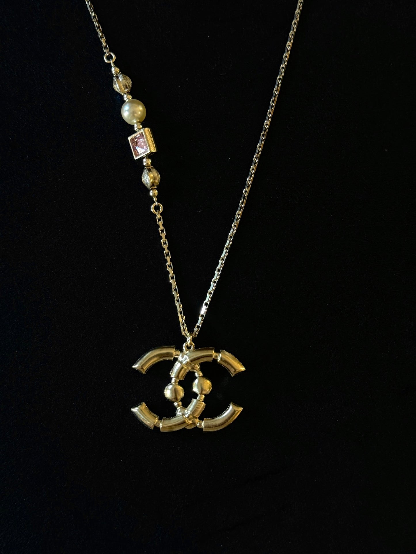 Chanel Pastel Crystal CC Pendant Necklace