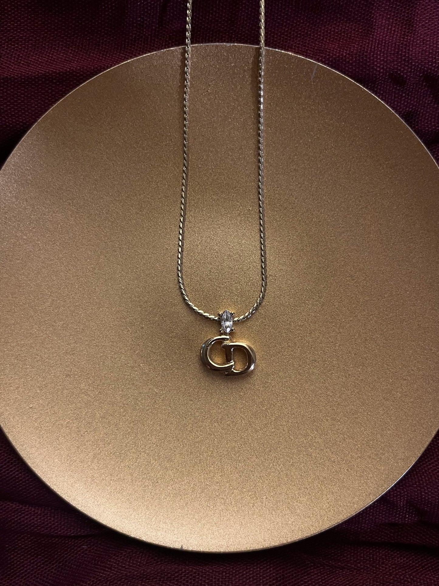 Vintage Dior Gold-Tone CD Logo Pendant Necklace