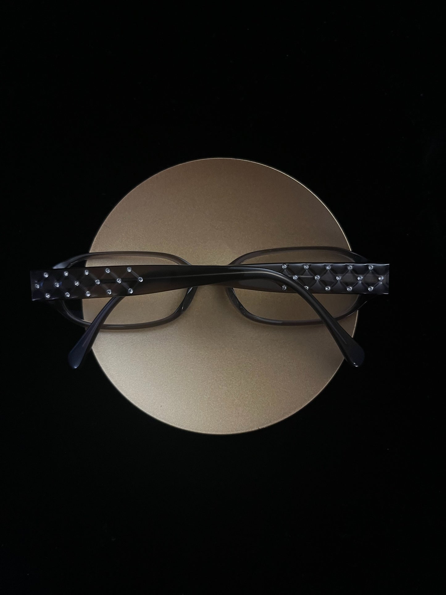 Vintage Chanel Tortoiseshell Rectangular Glasses with Crystal-Embellished Temples