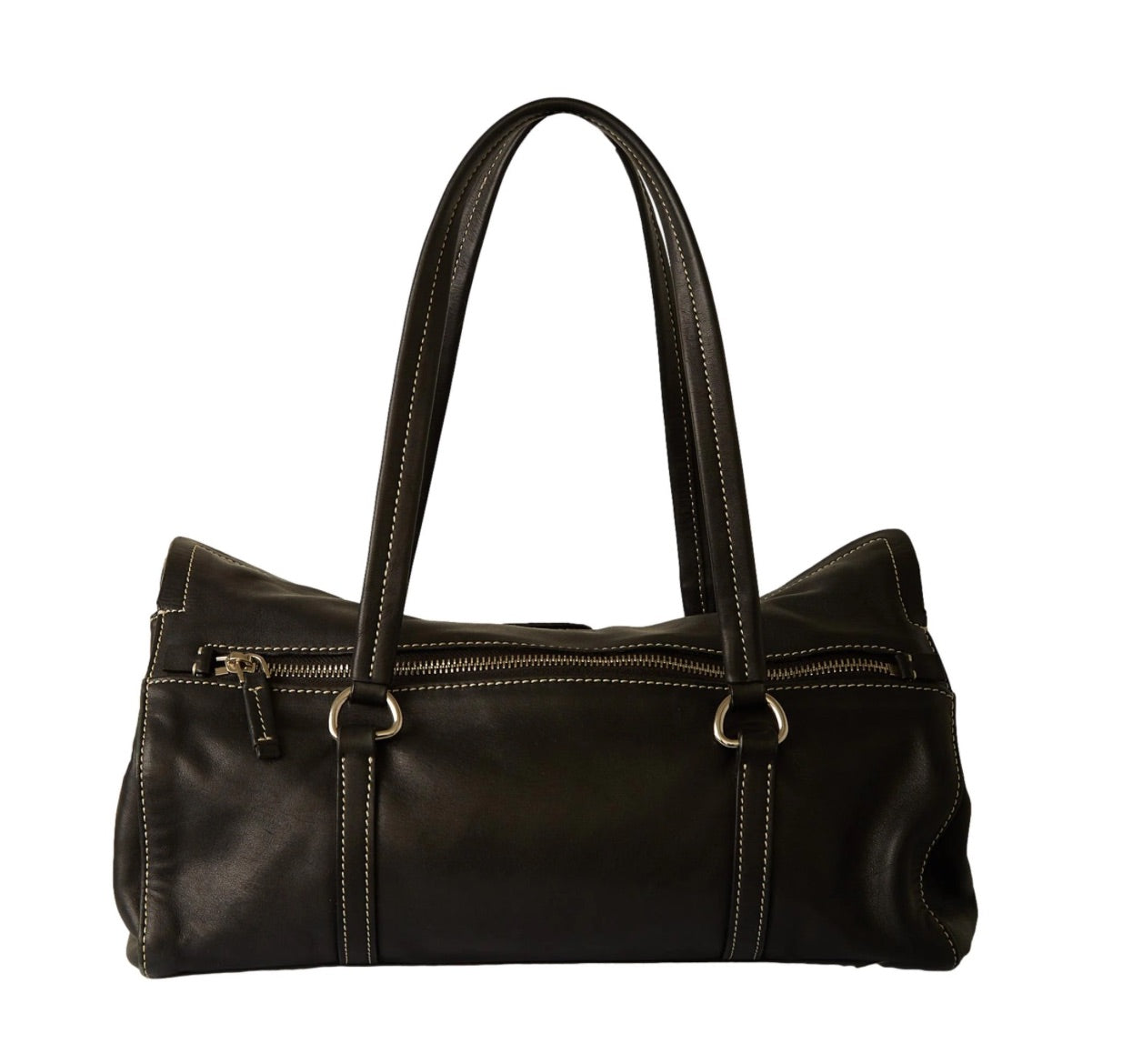 Prada Vintage Black Leather Shoulder Bag
