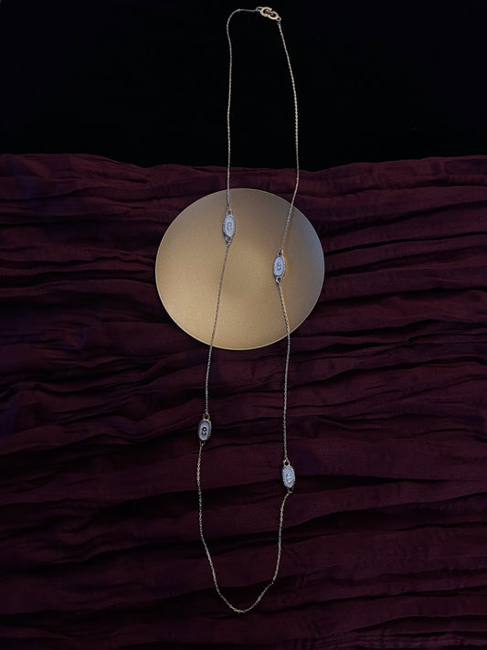 Vintage Dior c.1990 Platinum-Tone Enamel CD Rope Chain Necklace