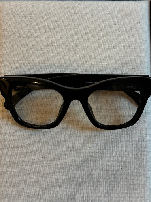 Chanel Modern Black CC Logo Rectangular Sunglasses