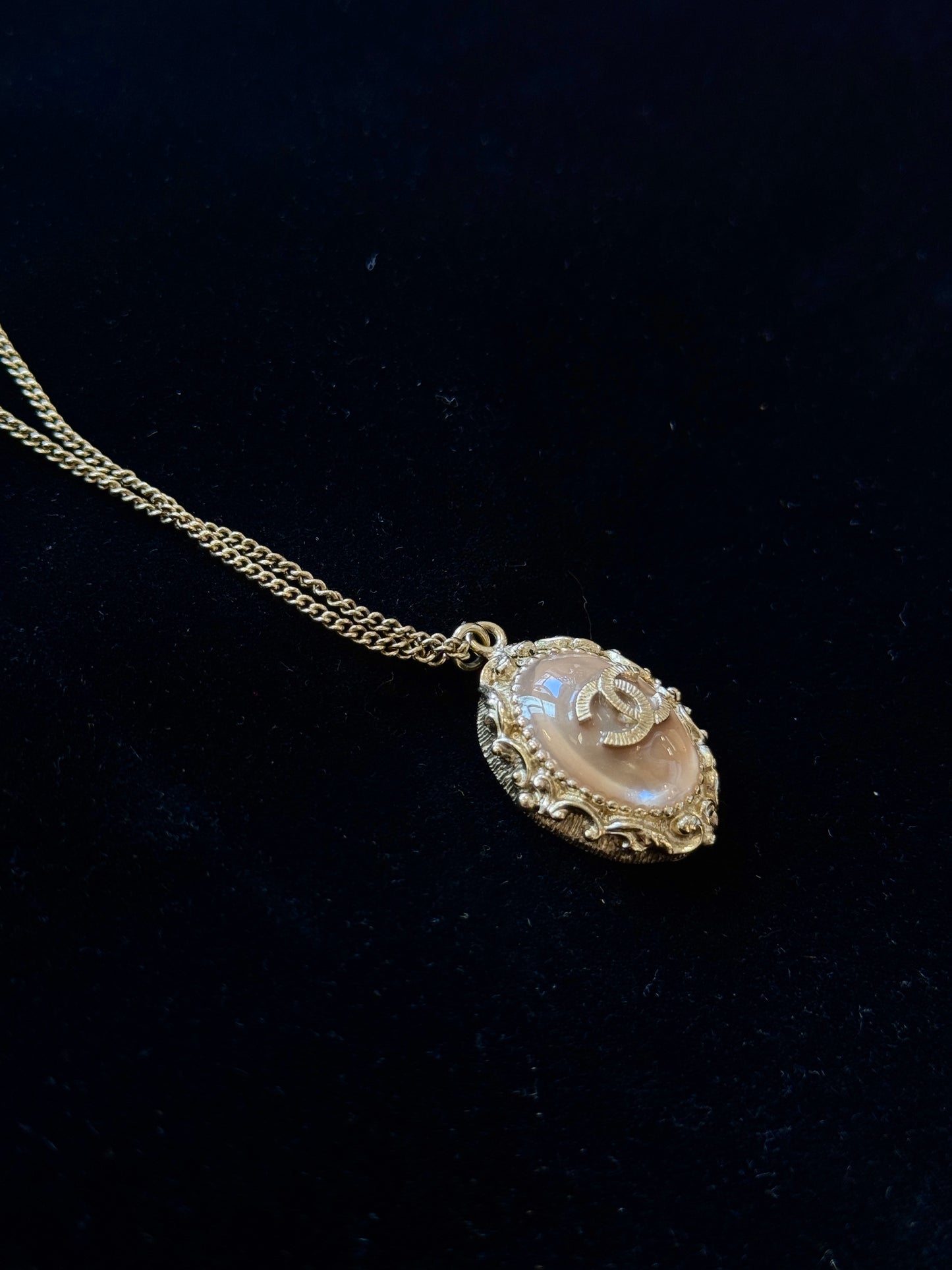 Chanel Vintage Gold-Tone CC Medallion Pendant Necklace