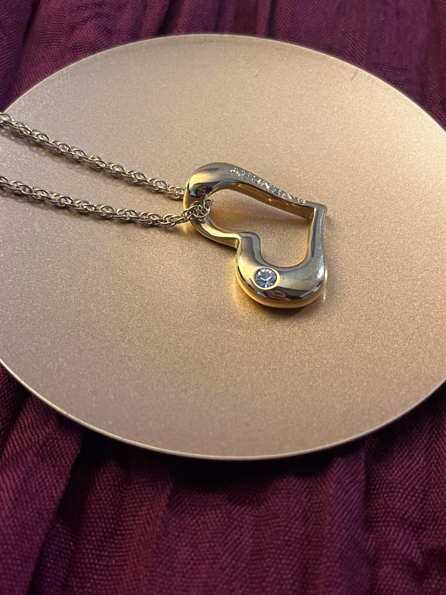 Vintage 1980s Givenchy Gold-Plated Diamond Heart Necklace