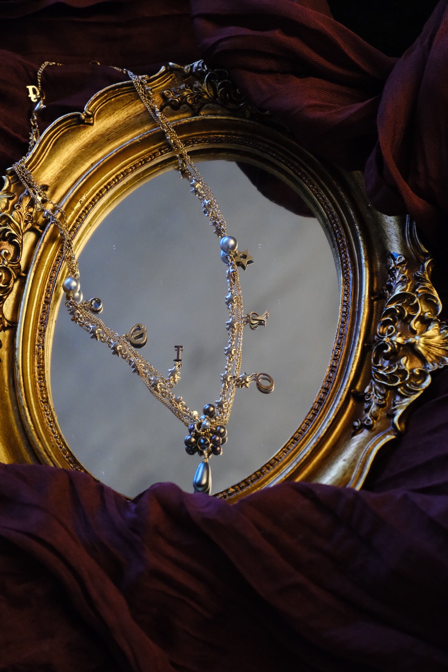 Vintage Dior Purple Pearl Starfall Double-Layer Necklace