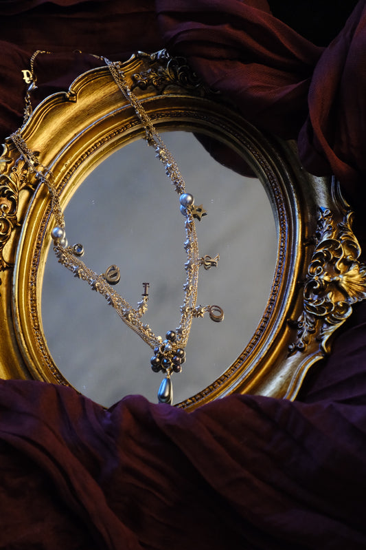 Vintage Dior Purple Pearl Starfall Double-Layer Necklace