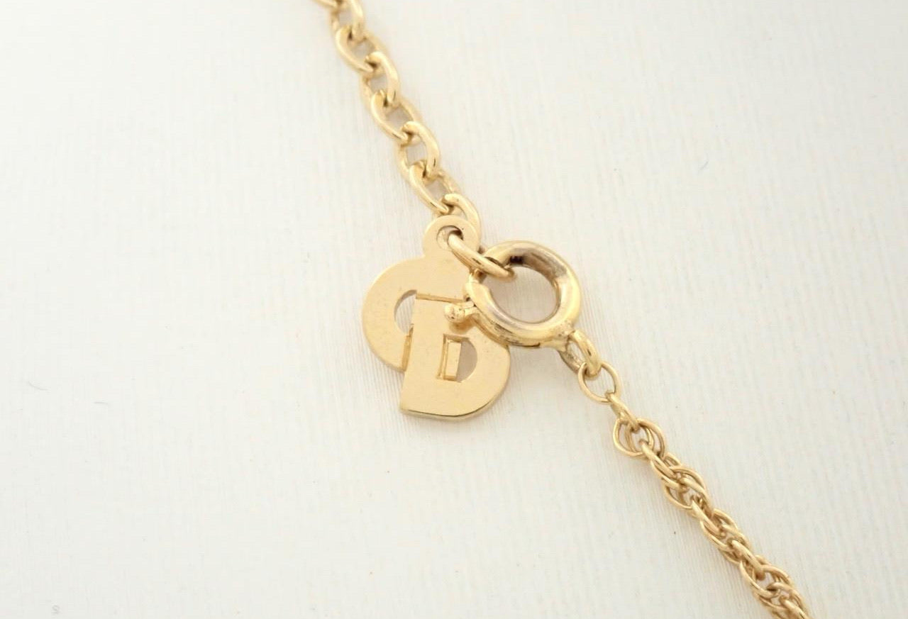 Dior Gold-Tone Crystal Teardrop Pendant Necklace