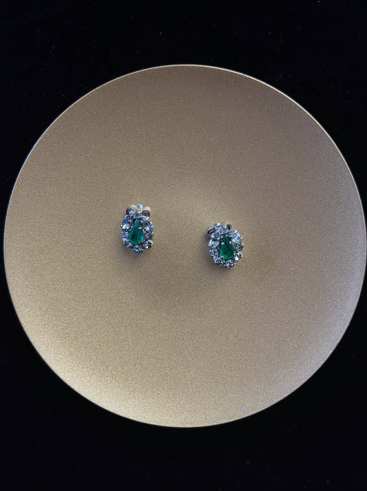 Vintage Dior Jade-Heart Crystal Clip-On Earrings