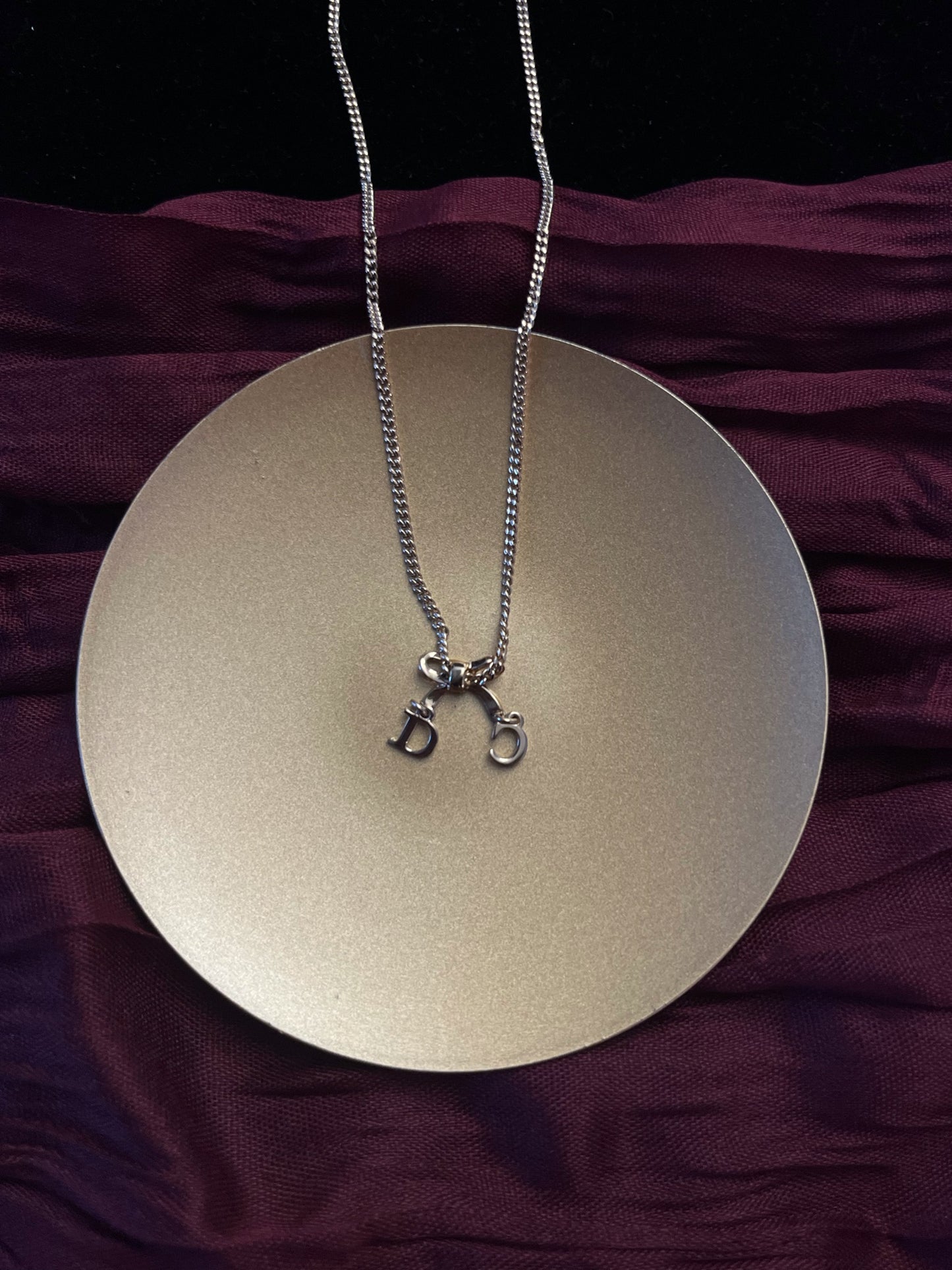 Dior Gold Bow Pendant Necklace with CD Charms