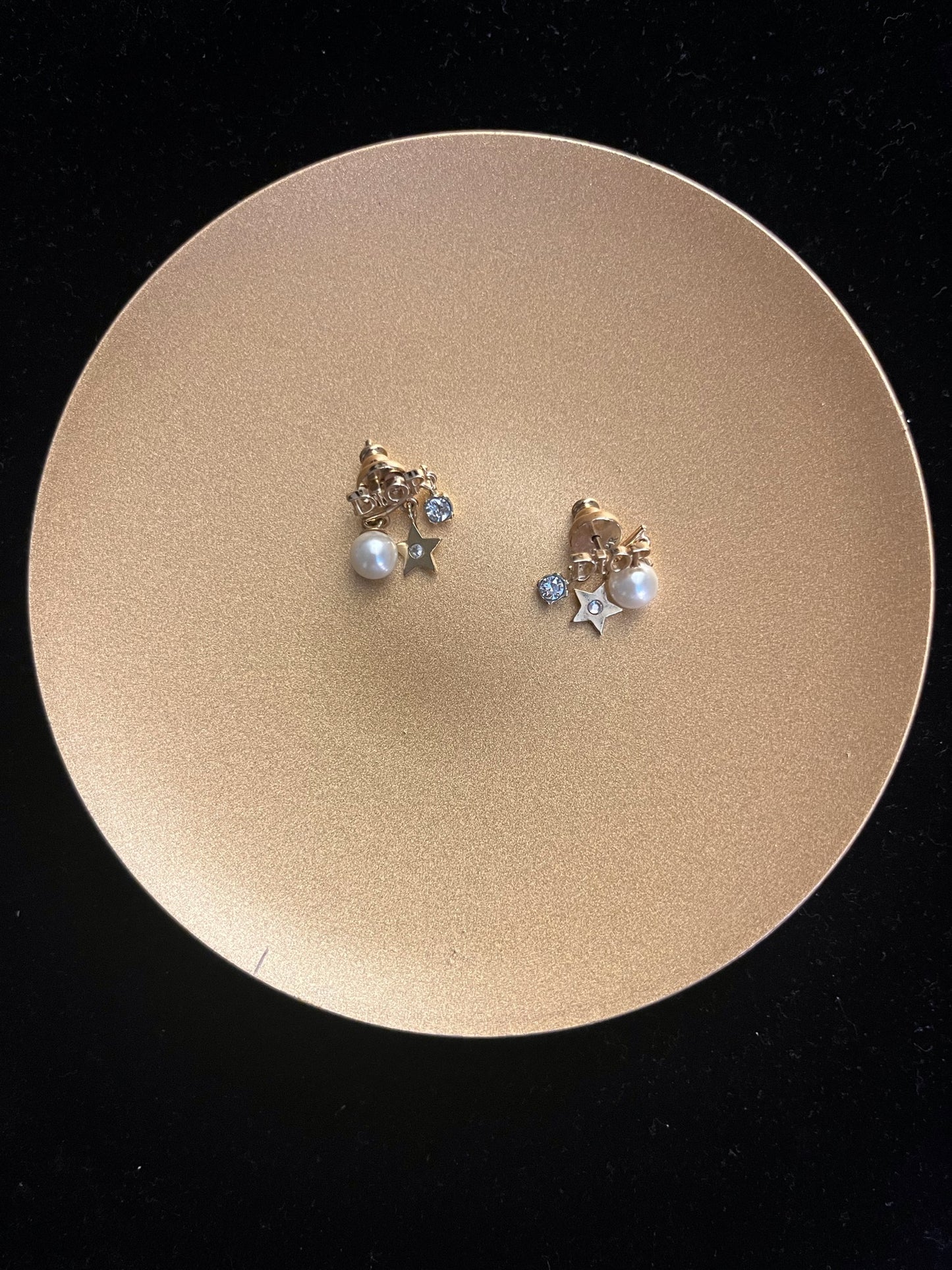 Vintage Dior “Revolution” Double Pearl Star Charm Earrings