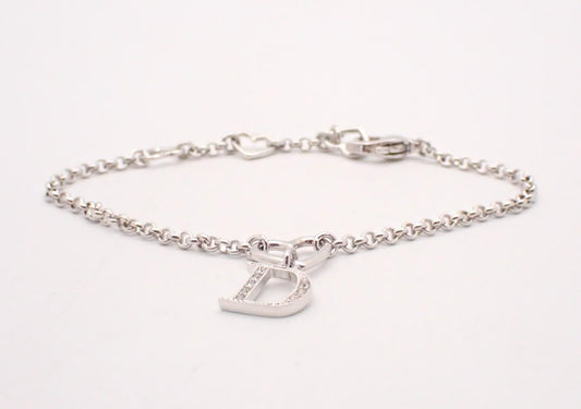 Vintage Dior Crystal “D” Heart Link Bracelet