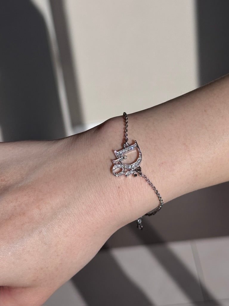 Dior 2010s Crystal Logo Chain Bracelet
