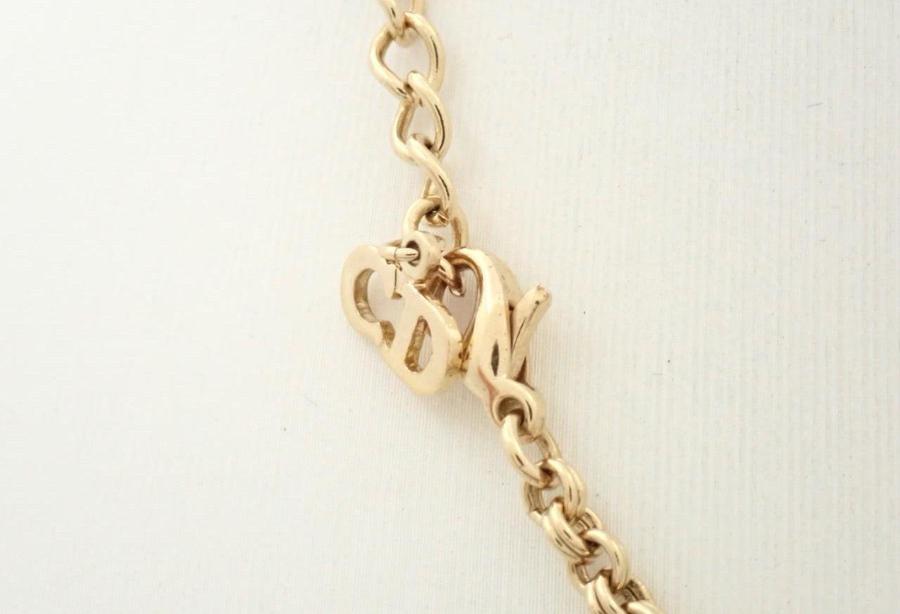 Dior Gold-Tone CD Crystal Choker Necklace