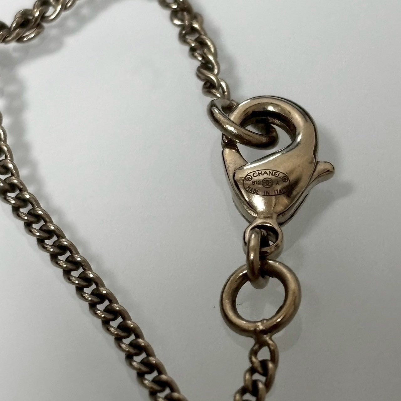 Chanel 2012 Deep Ruby Bead Logo Pendant Necklace