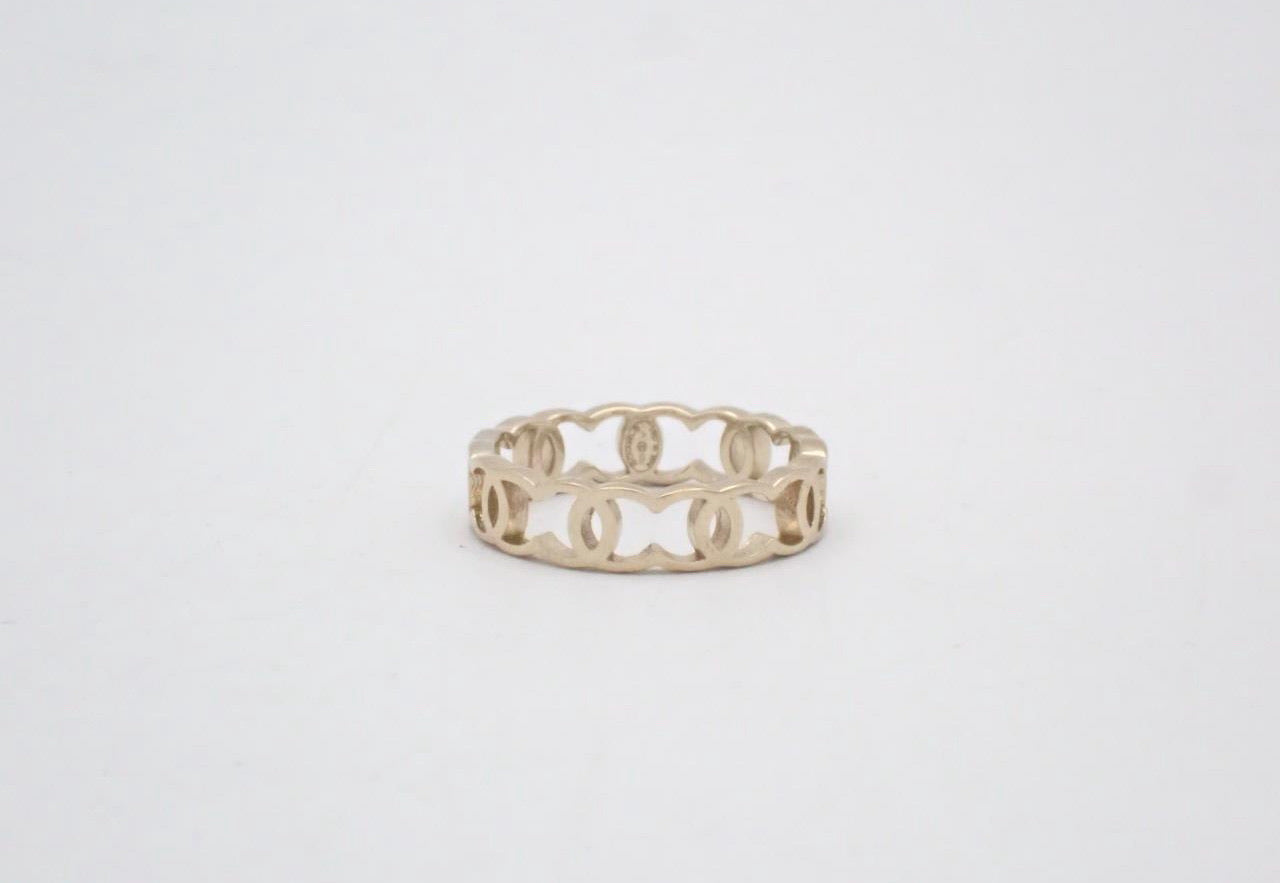 Chanel 2022 Openwork CC Band Ring – Gold Tone