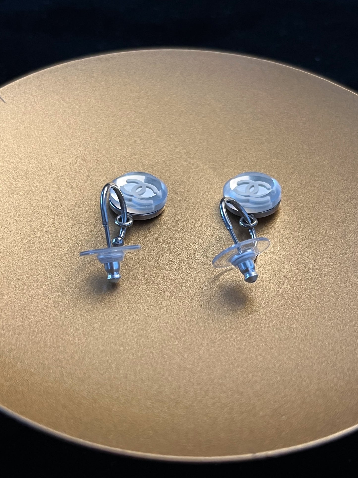 Chanel 2003 CC Disc Drop Earrings – Silver Tone
