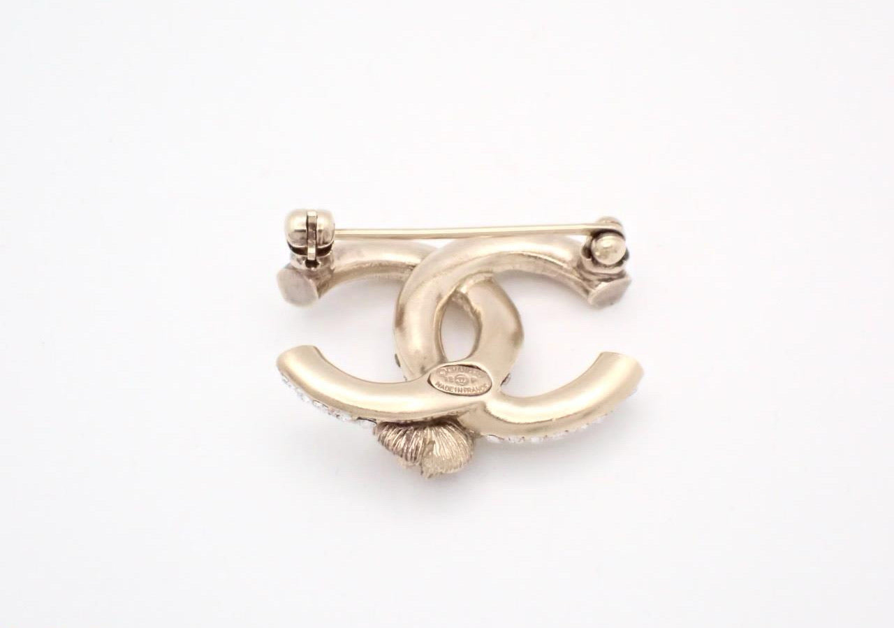 Chanel 2012 Crystal Double CC Camellia Brooch