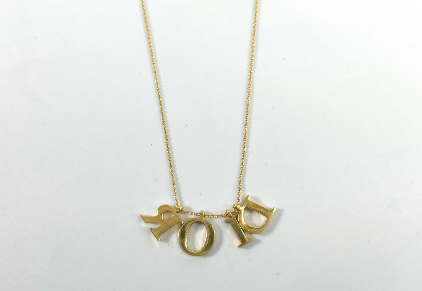 Vintage Dior Logo Letter Necklace – Gold Tone