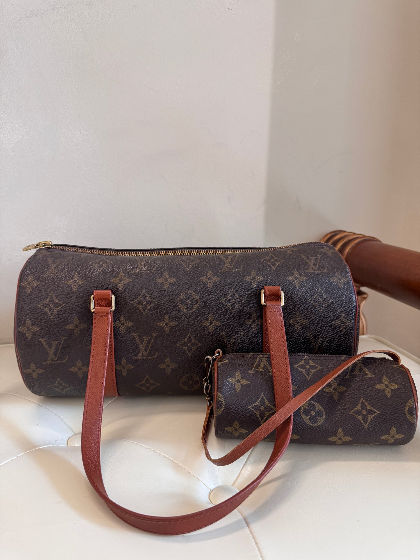 Louis Vuitton Monogram Papillon Shoulder Bag with Mini Pouch
