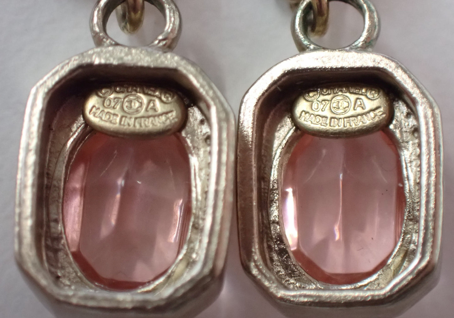 Chanel 2007 Pink Crystal CC Drop Earrings