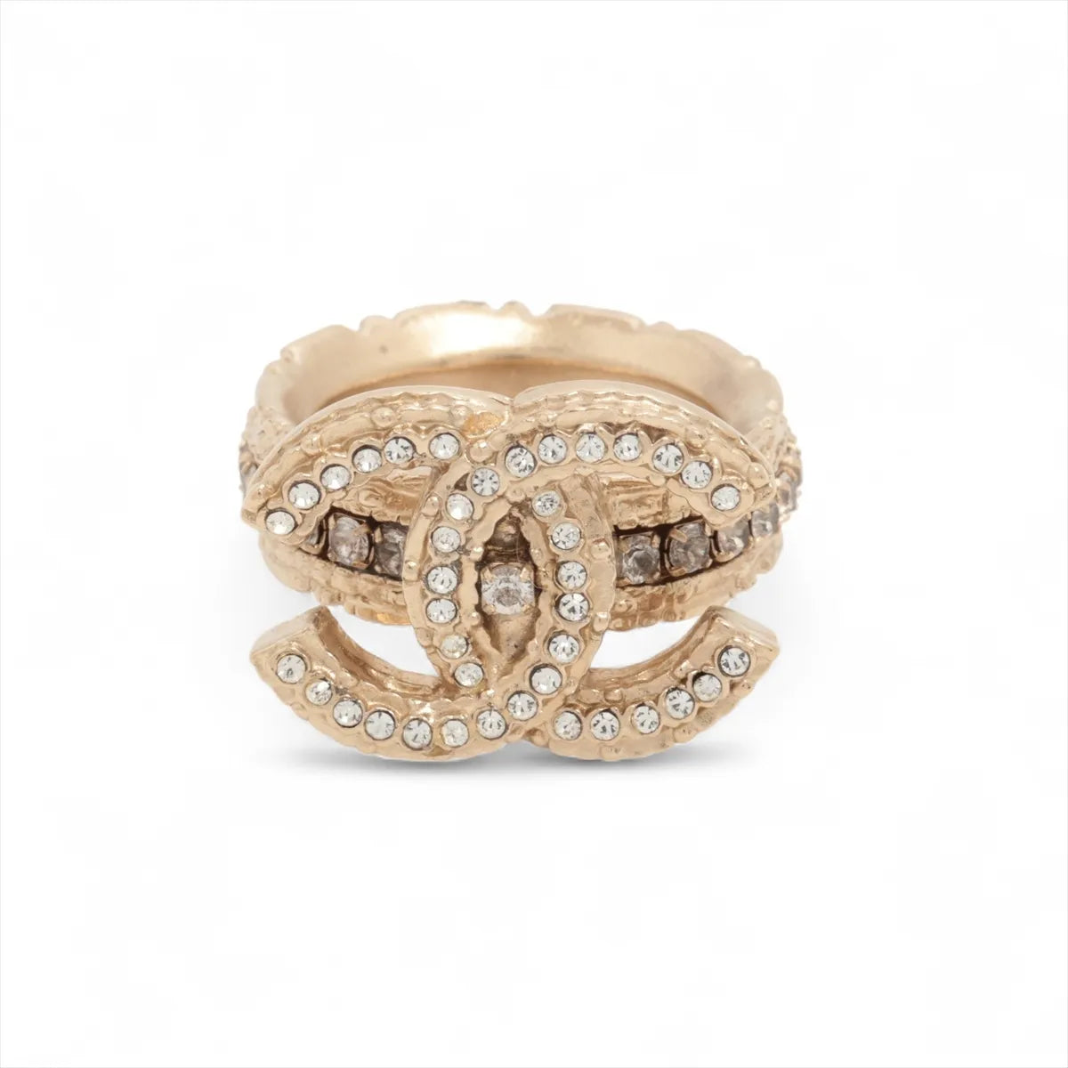 Chanel 2012 Crystal Triple Layered Full Diamond CC Ring