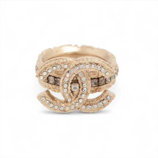 HOLD* Chanel 2012 Crystal Triple Layered Full Diamond CC Ring