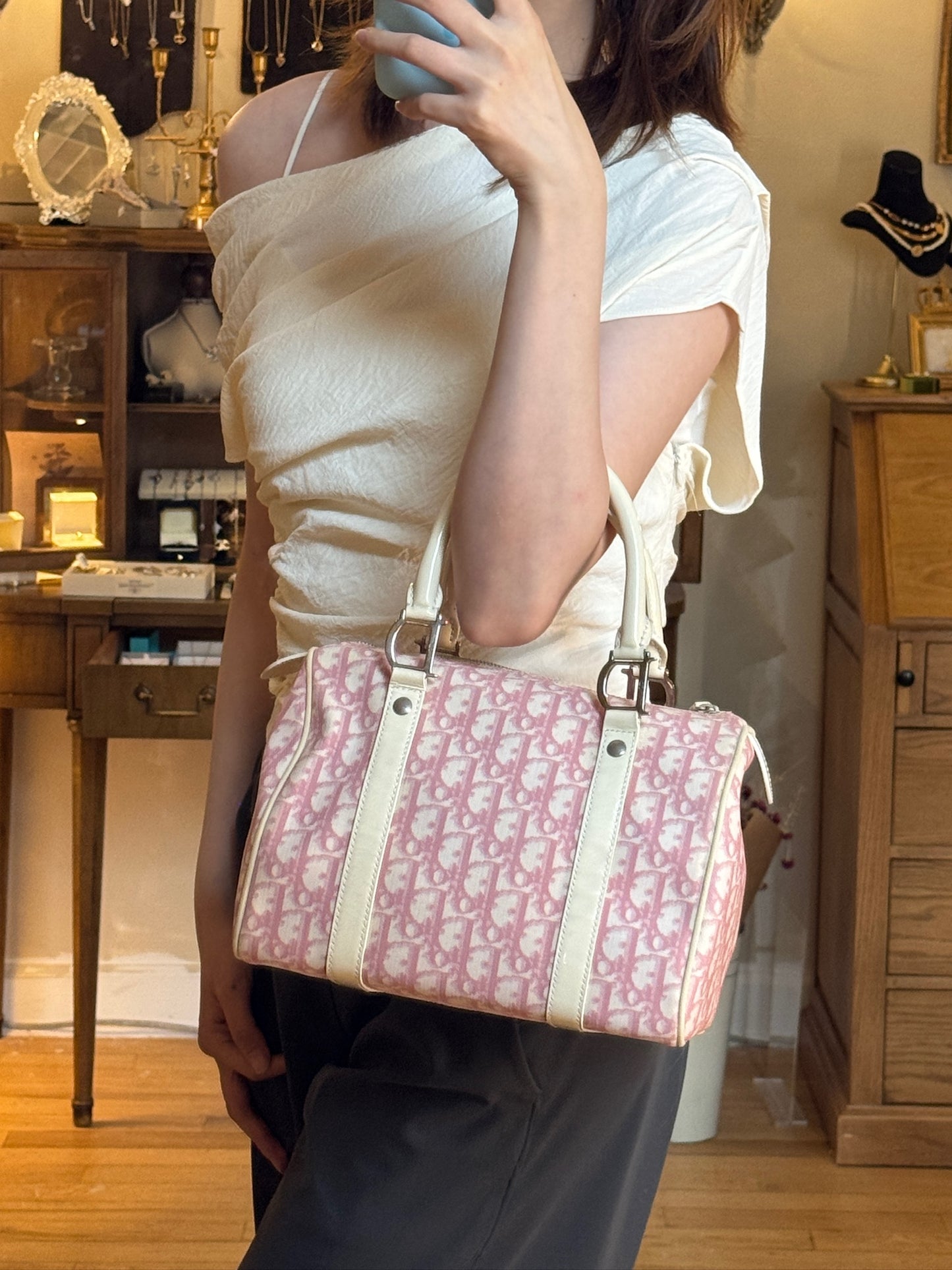 Christian Dior Pink Trotter Boston Bag