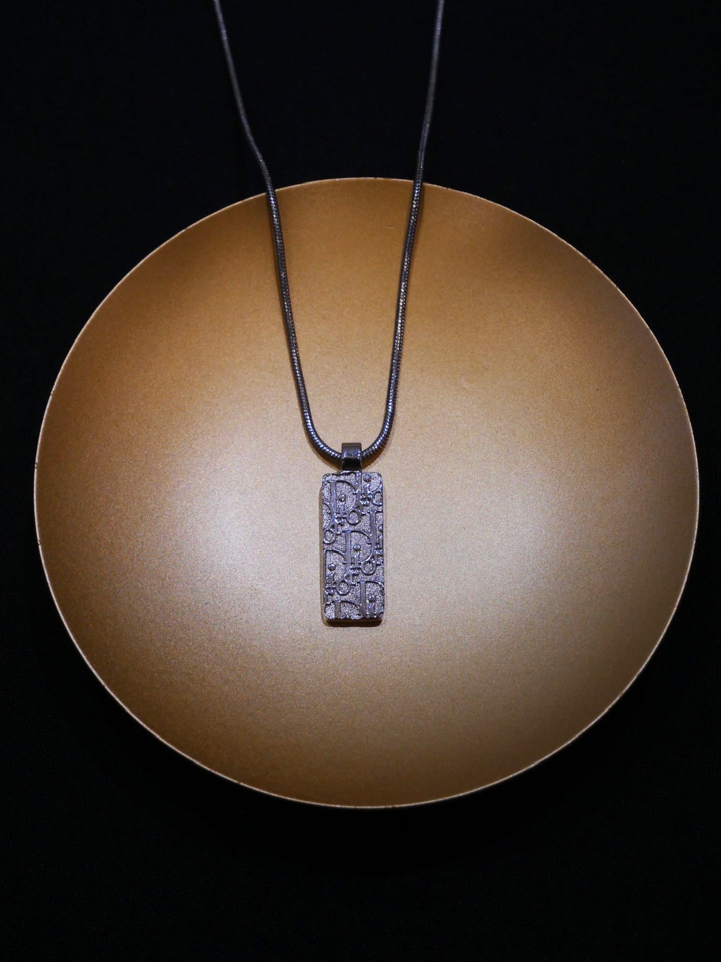 Vintage Dior John Galliano Era Reversible Logo Pendant Necklace