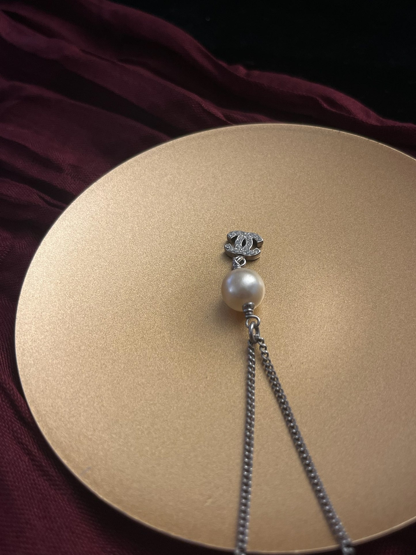 Chanel 2007 Cream Pearl CC Pendant Necklace