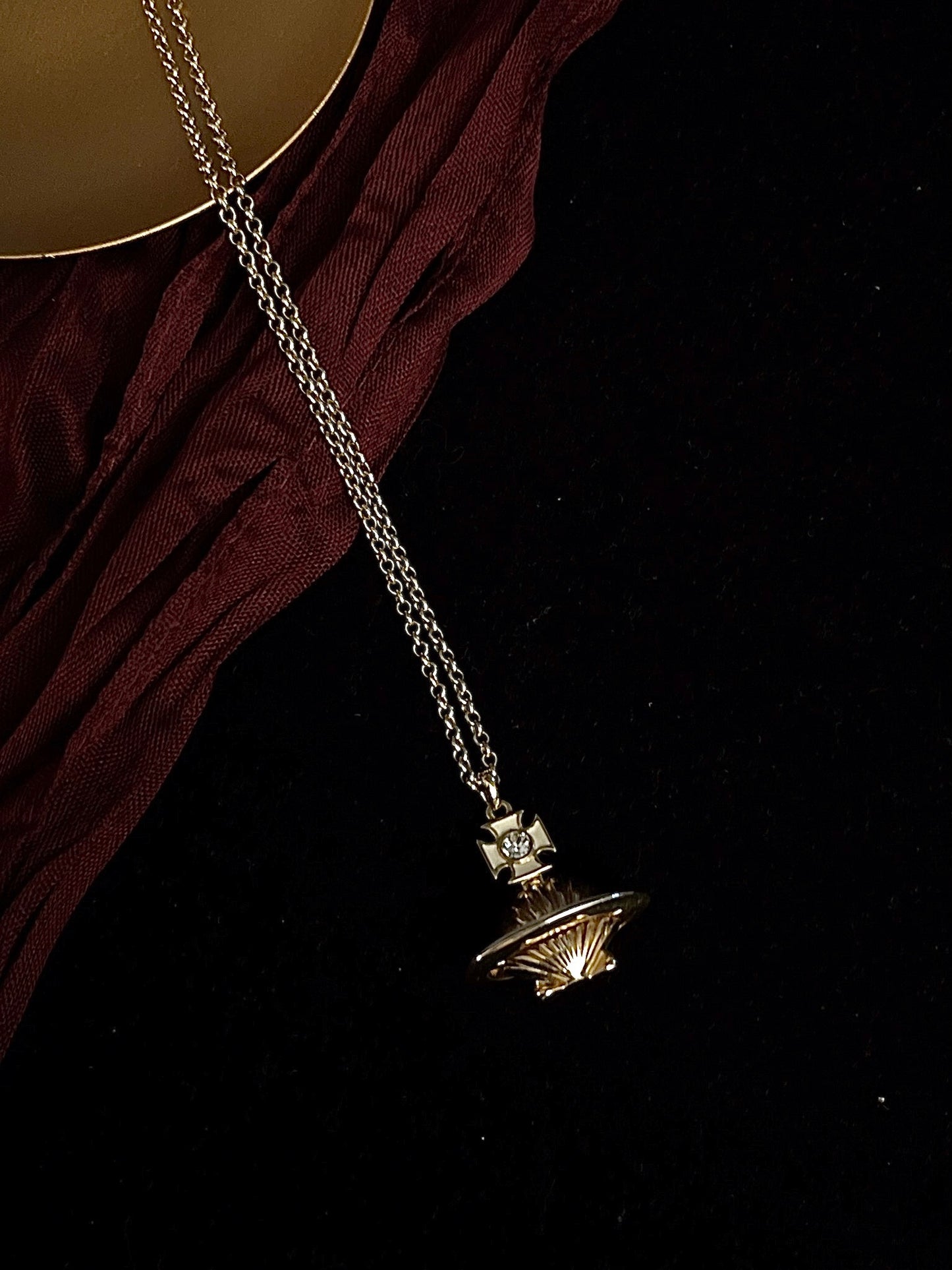 Vivienne Westwood Vintage Platinum-Tone Shell Orb Sweater Necklace