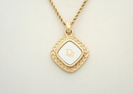 Vintage Dior Gold-Tone Geometric Pendant Necklacer