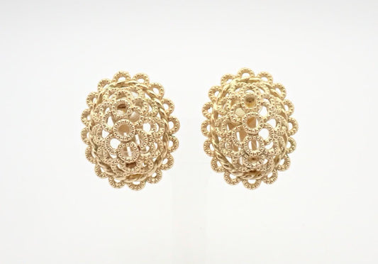 Vintage Dior 1970-1980s Filigree Oval Clip-On Earrings (Rare Piece)