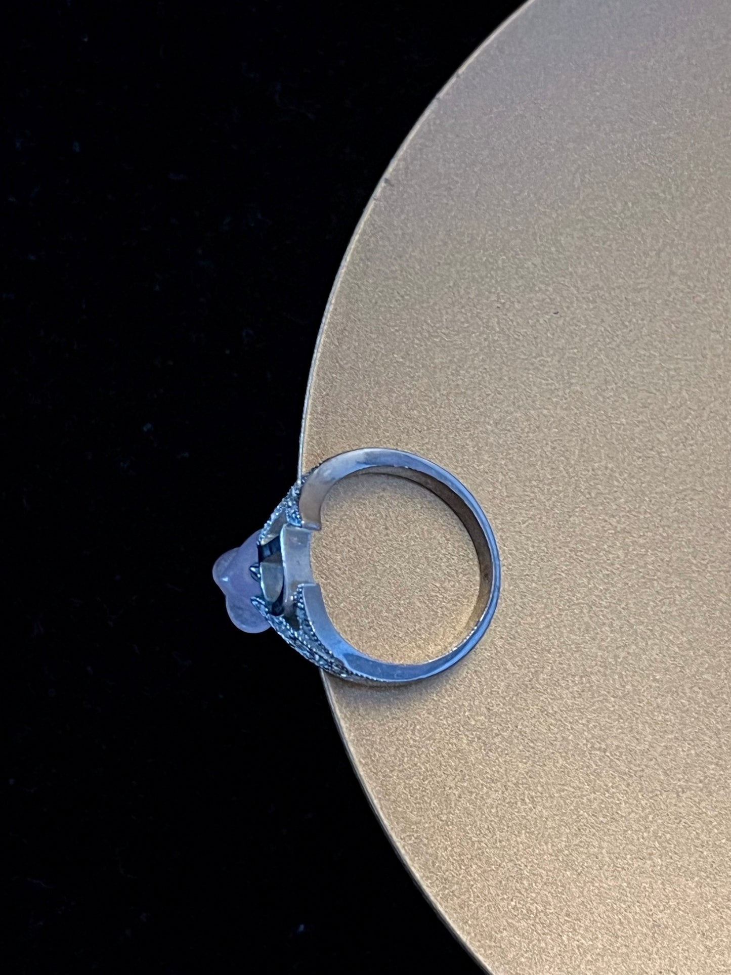 Vintage Dior Crystal Logo Ring with Pink Charm – Silver Tone