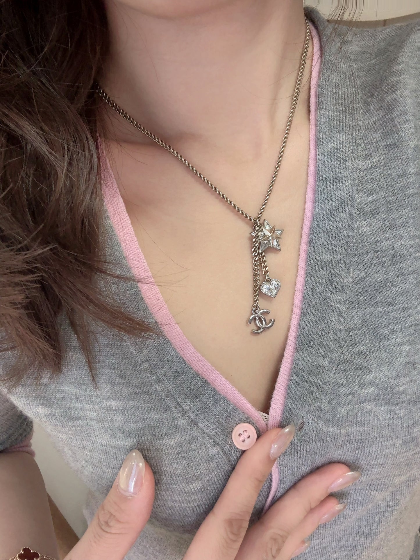 Chanel 2023 Stars and Hearts Drop Necklace
