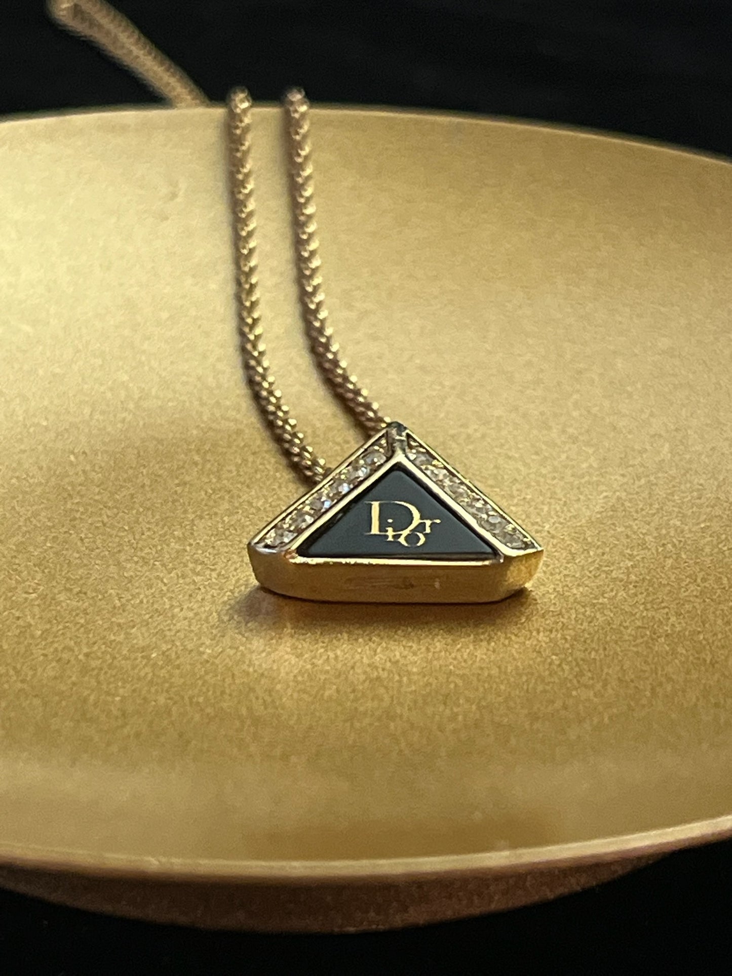 Vintage Dior “Luminous Triangle” Pendant Necklace