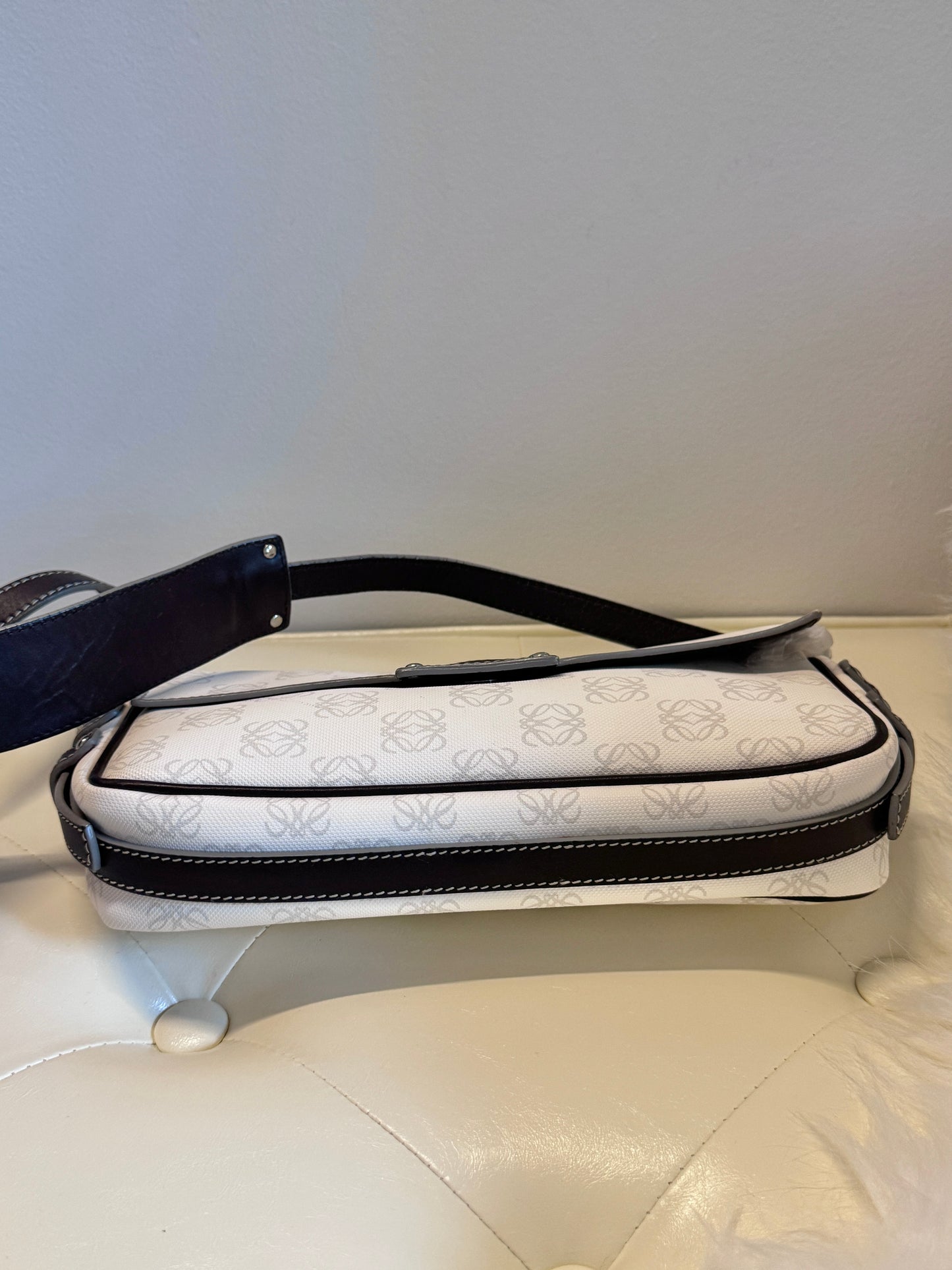 Loewe 2000s "Anagram Drift" Monogram Canvas Baguette Shoulder Bag