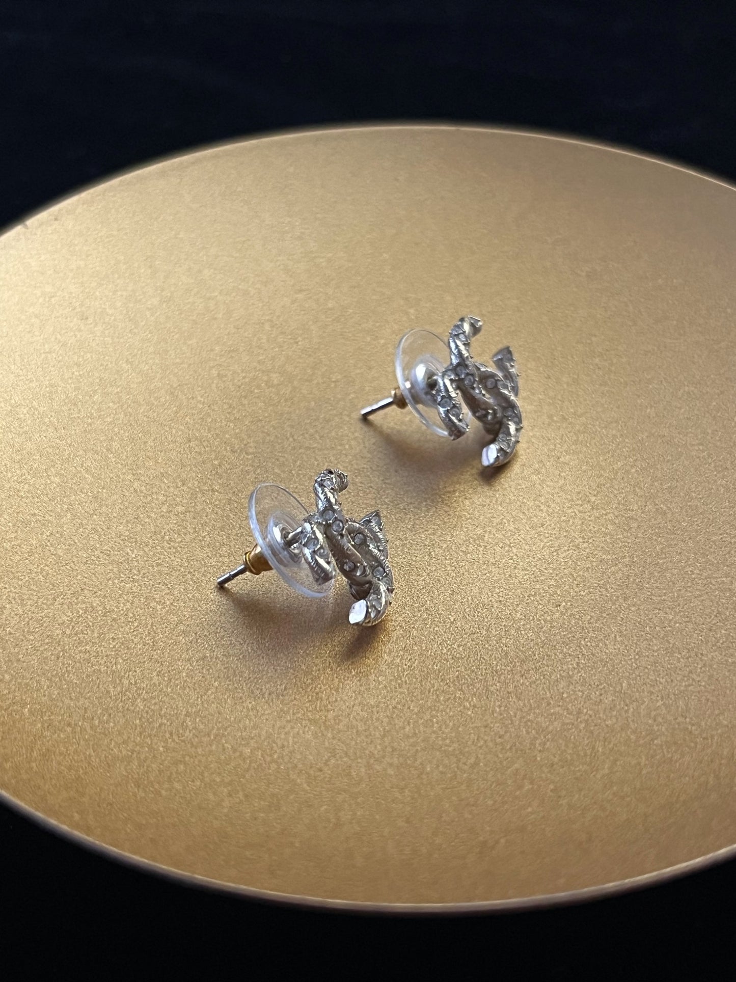 Chanel 2018 Light Gold Double-C Stud Earrings