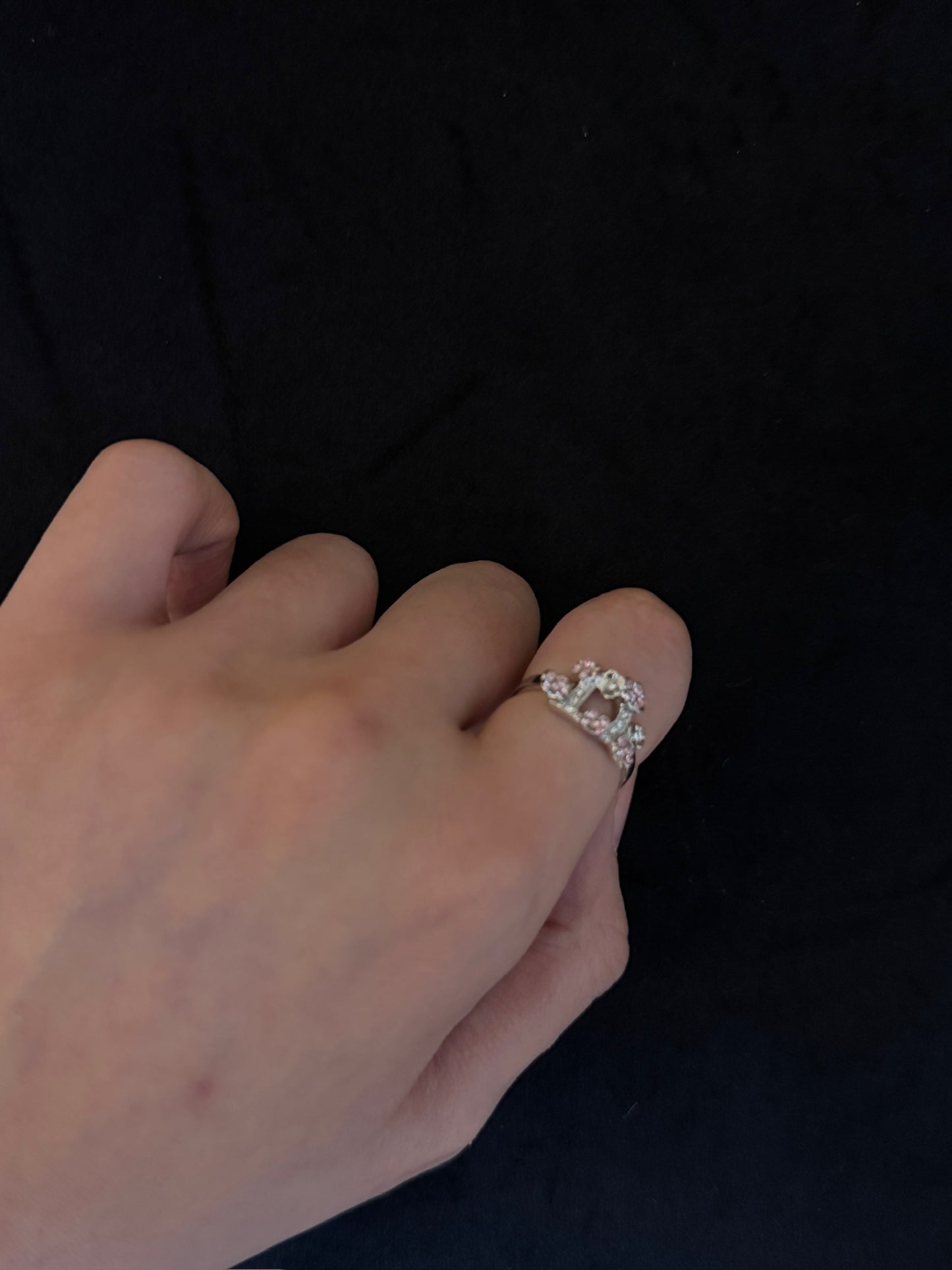 Christian Dior Crystal Floral Open Ring