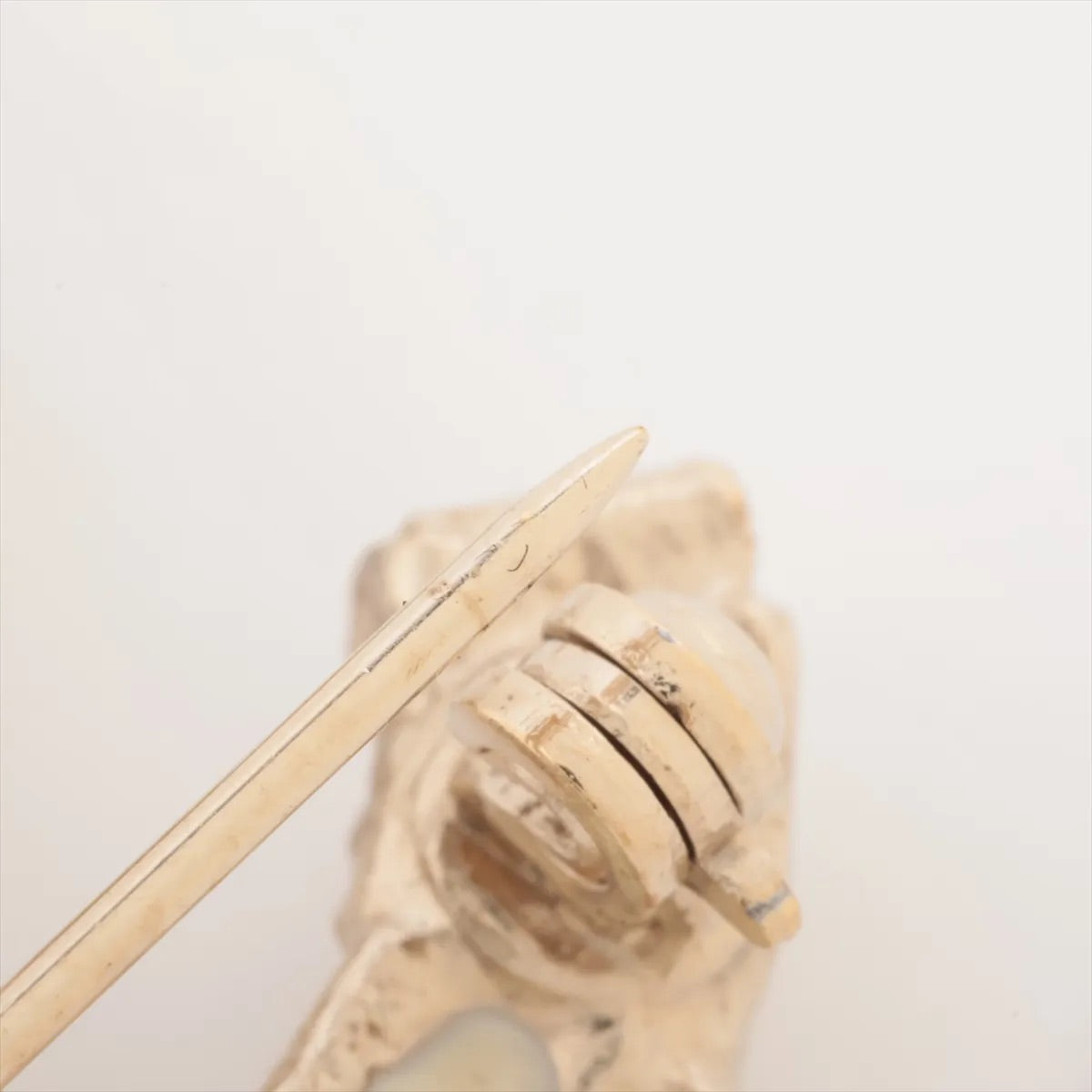 Chanel 2012 Pearl-White Gold-Edged Camellia Brooch