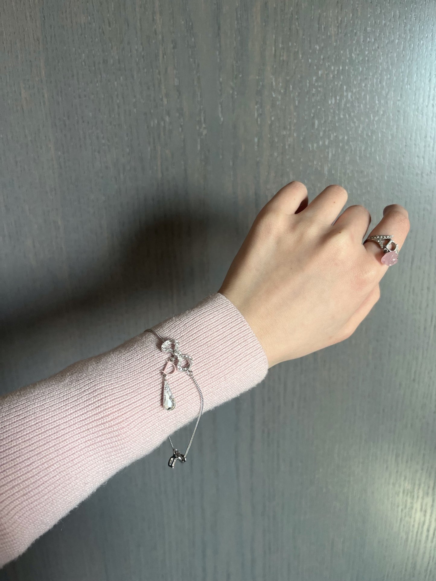 Vintage Dior Crystal Bow Drop Bracelet – Silver Tone