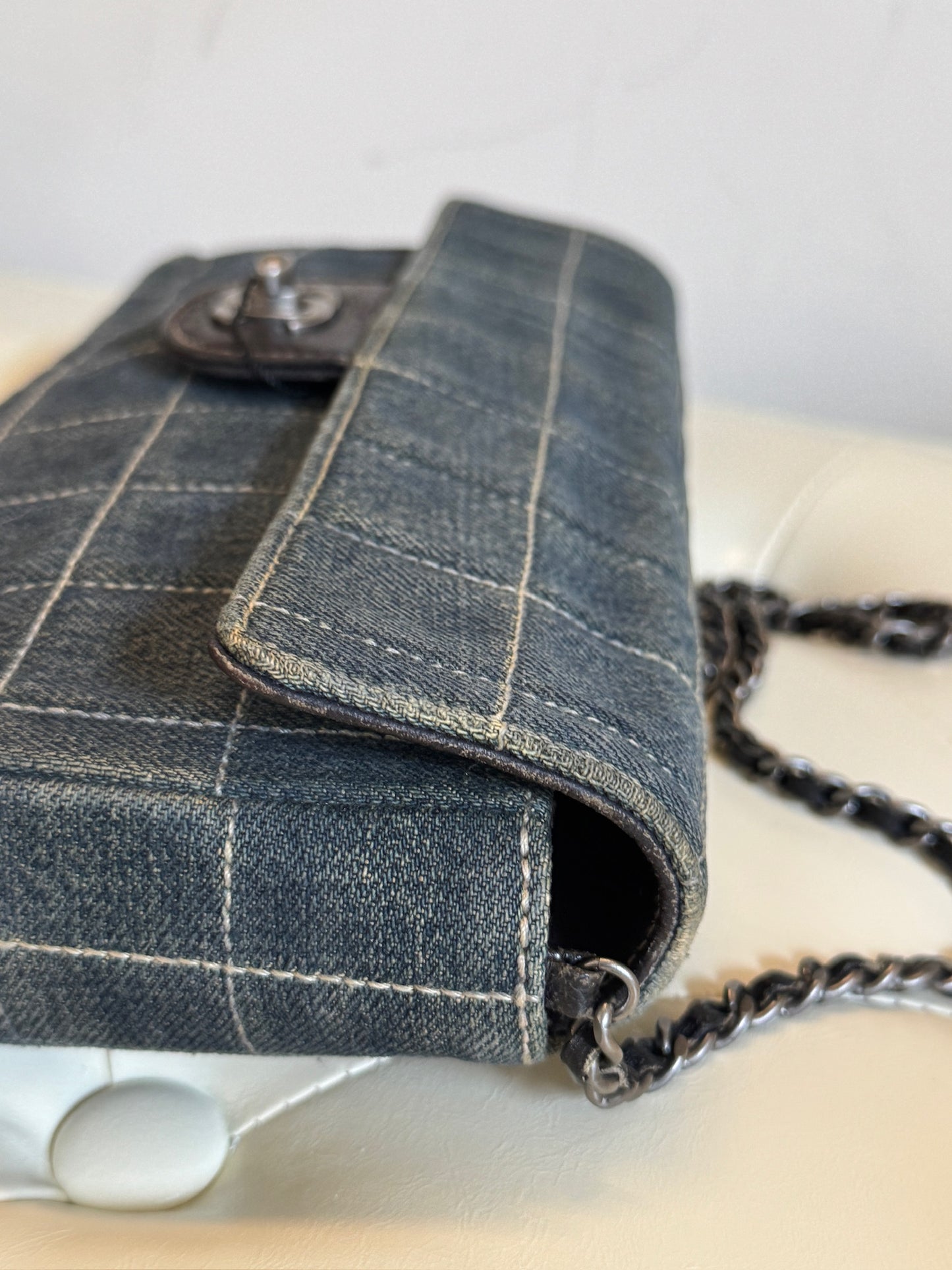 Chanel Dark Blue Denim Chain Flap Shoulder Bag