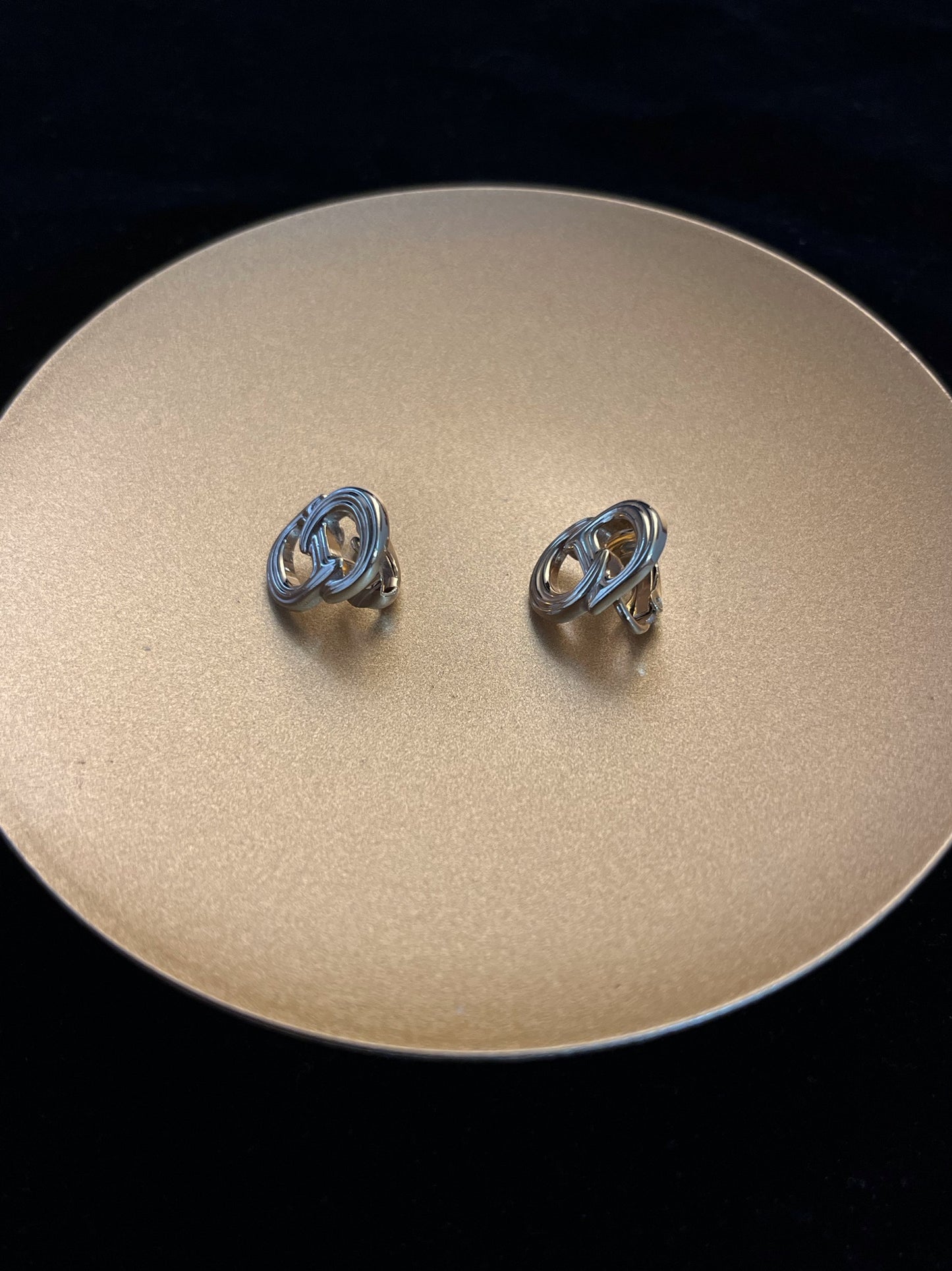 Vintage 80s Dior Interlocking CD Gold Clip-On Earrings