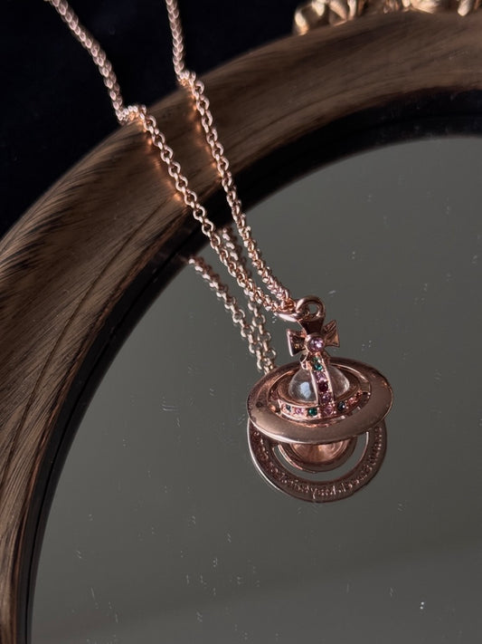 Vivienne Westwood Rose Gold Mediun Bas Relief Orb Necklace
