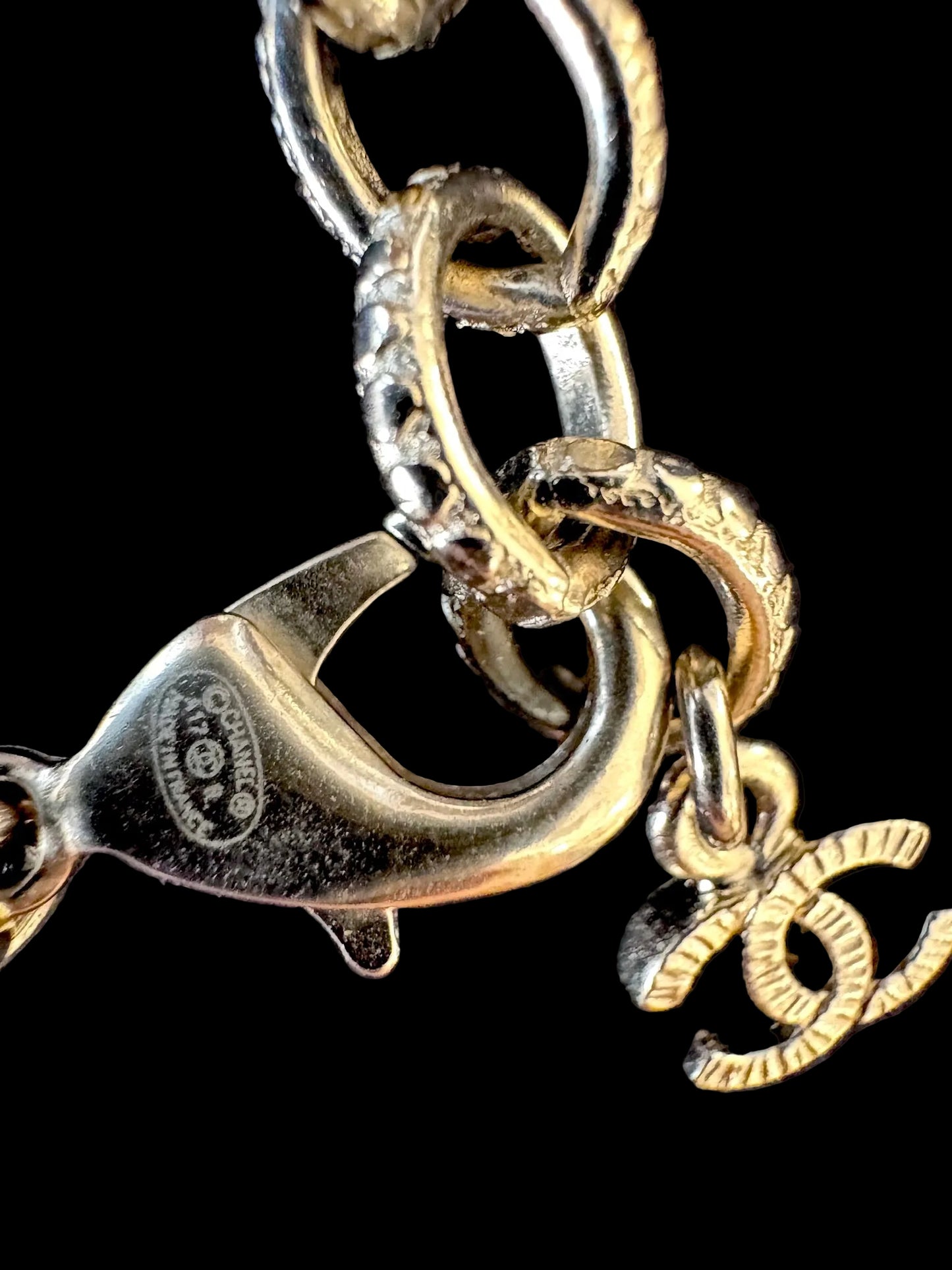 Chanel CC Twinkle Stars Pearl & Black Stone Long Necklace