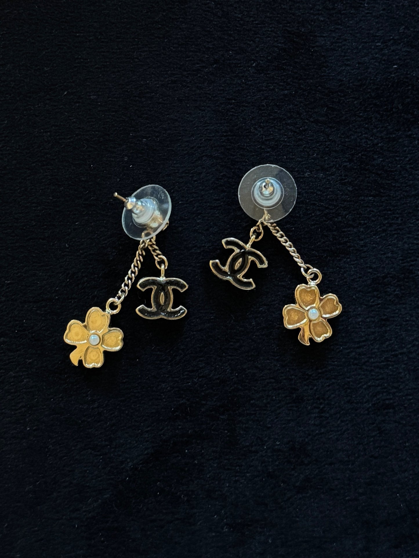 Chanel Black Camelli Drop earrings