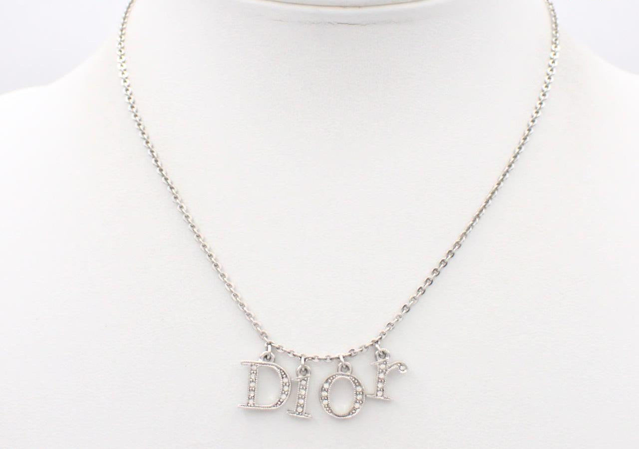 Vintage Dior Crystal Drop Pendant Necklace
